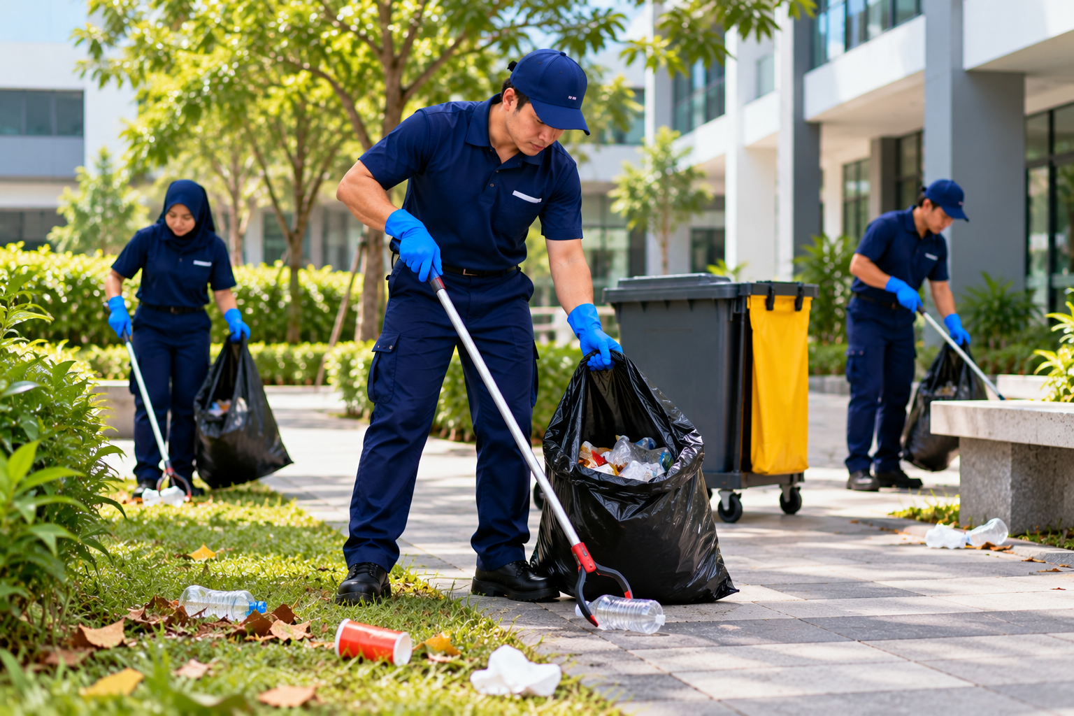 Campus Cleanup Team at Work Campus Cleanup Team at Work
