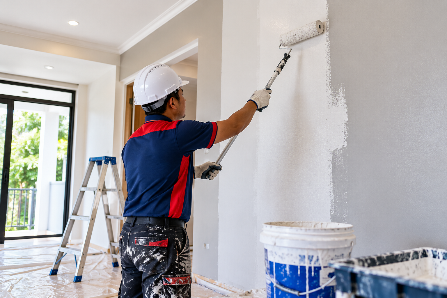 Professional Painter Renovating Modern Interior